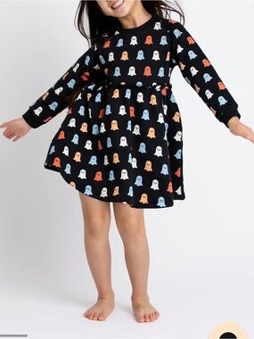 Monica + Andy Colorful Ghost Sweatshirt Dress 3-6m Halloween Organic Cotton NWOT